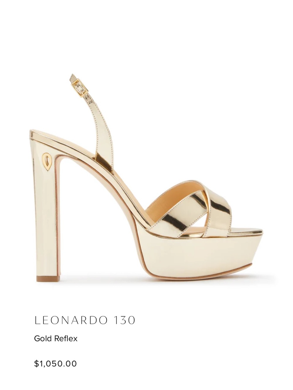 Leonardo 130 Gold Reflex Platform Slingback Sandal